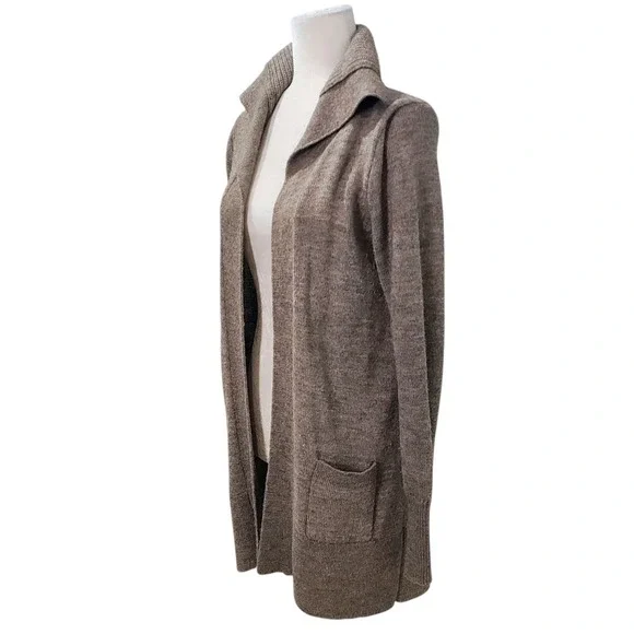 J. Crew Alpaca Blend Cardigan Sweater‎ Open Front Beige Brown Cozy Layering - M - Picture 2 of 9